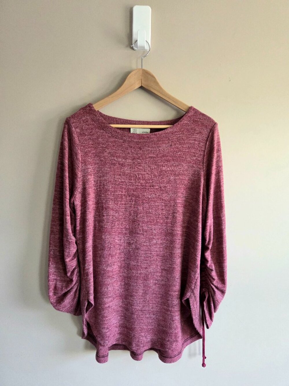 Saturday Sunday by Anthropologie Plum Tunic Oversized Knit Ruching Sleeve